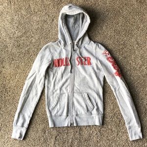 Hollister grey zip up hoodie